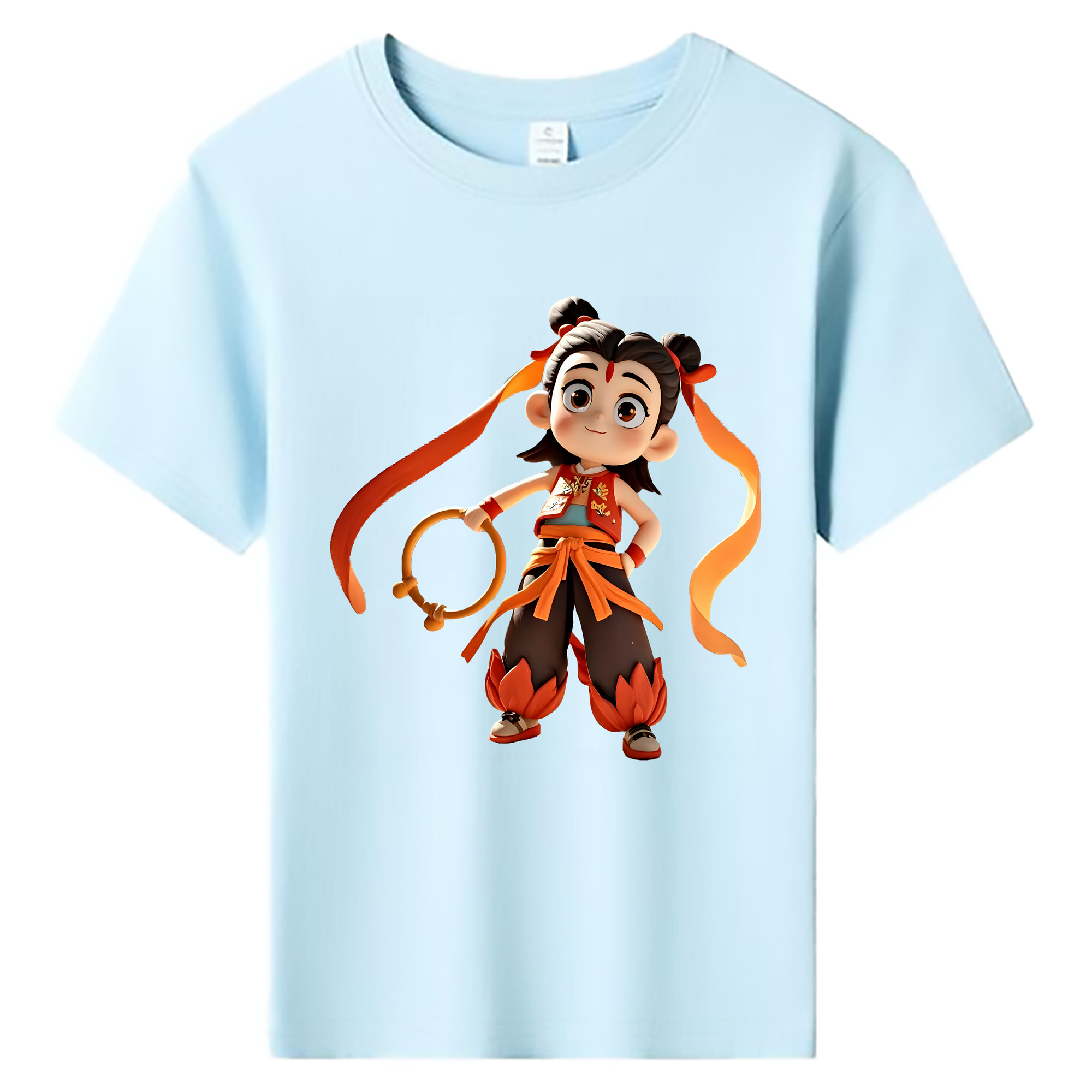 （画像用） Ne Zha 2 ナタ 魔童の大暴れ 綿100％キッズTシャツ（フロントプリント）